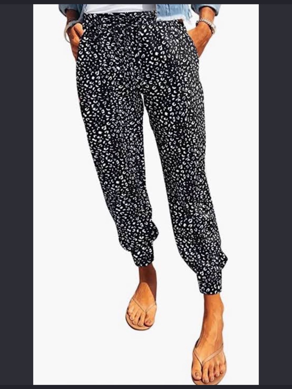 14th & Union Black and White Leopard Print Joggers